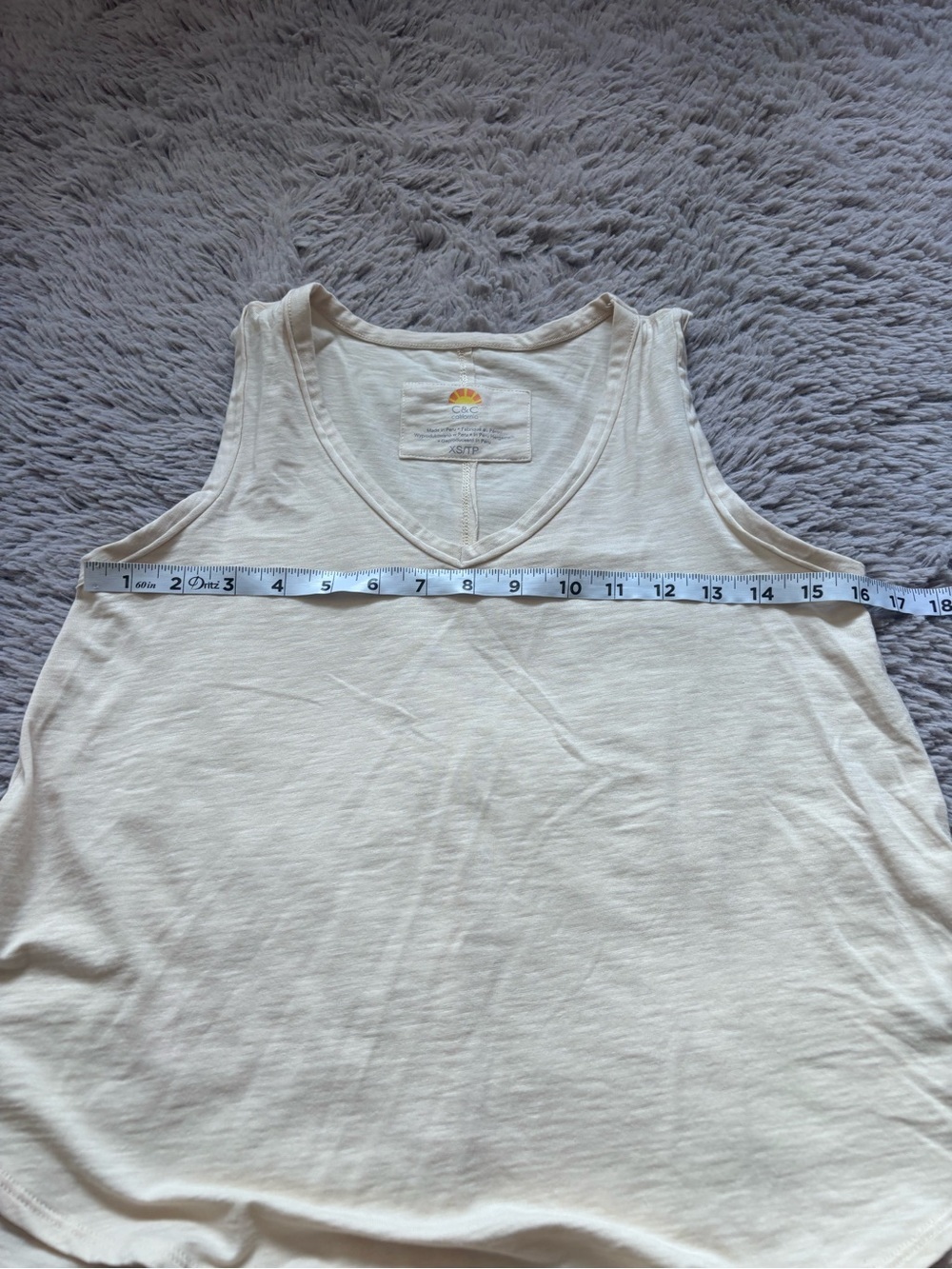 C&C California Women's V-Neck Sleeveless Tank Top — Cream XS - Picture 6 of 7